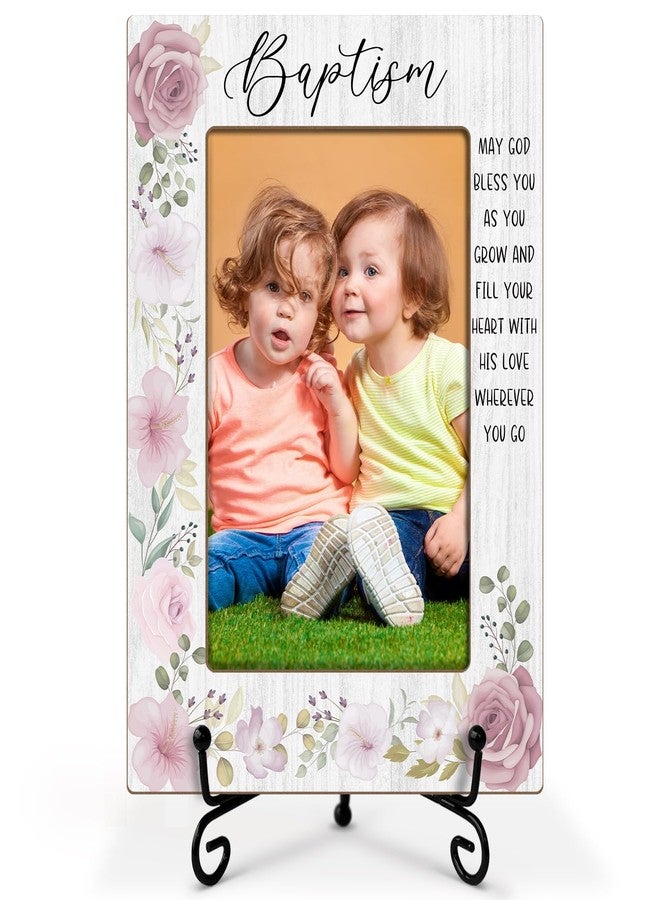 LWBEO Baptism Picture Frame, Christening Gifts From Godparents, 4x6 Photo Frame With Stand, Vertical Picture Frame For Tabletop -01 - Image 1
